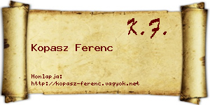 Kopasz Ferenc névjegykártya
